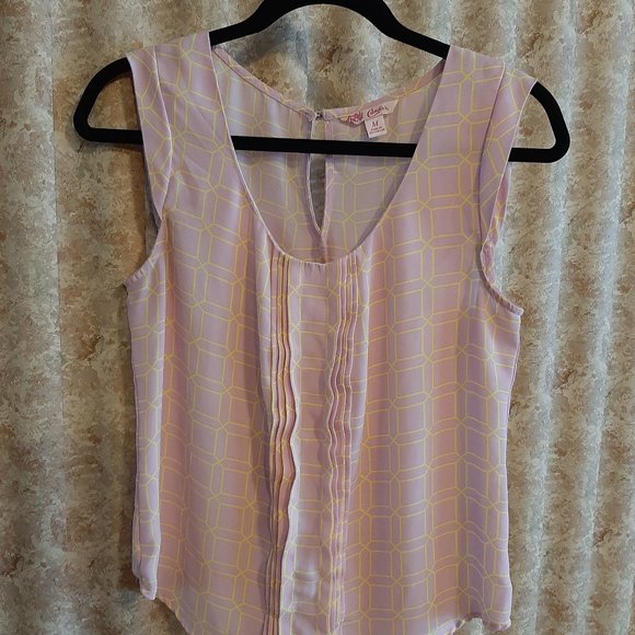 Lt pink/yellow sleeveless top size Medium - Picture 1 of 5